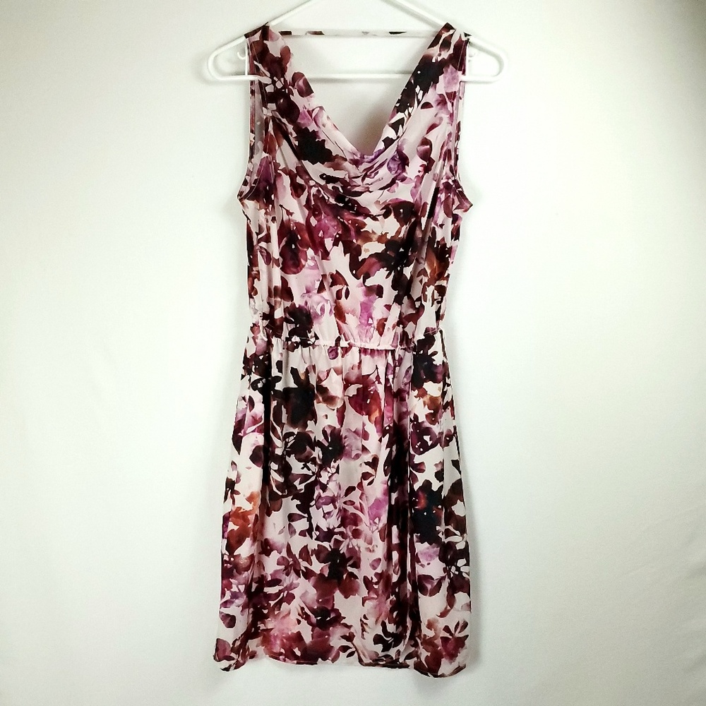 DKNY Jean's Floral Scoop Neck Faux Wrap Dress